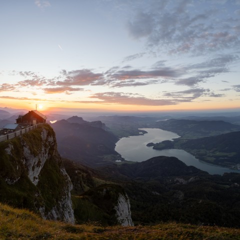 Sonnenuntergang am Schafberg mit Blick auf die Himmelspforte