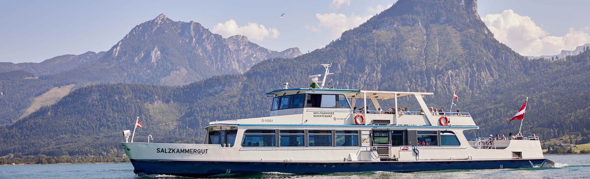 MS Salzkammergut der WolfgangseeSchifffahrt auf dem Wolfgangsee verbindet die Orte St. Gilgen, Strobl und St. Wolfgang